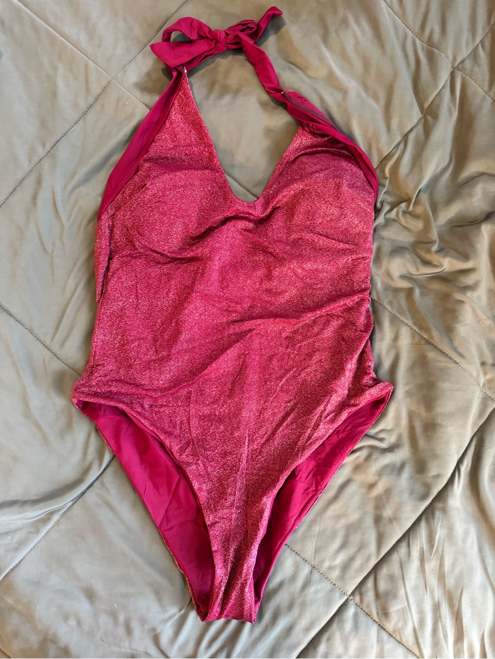 Cupshe Metallic Halter One-Piece Swimsuit